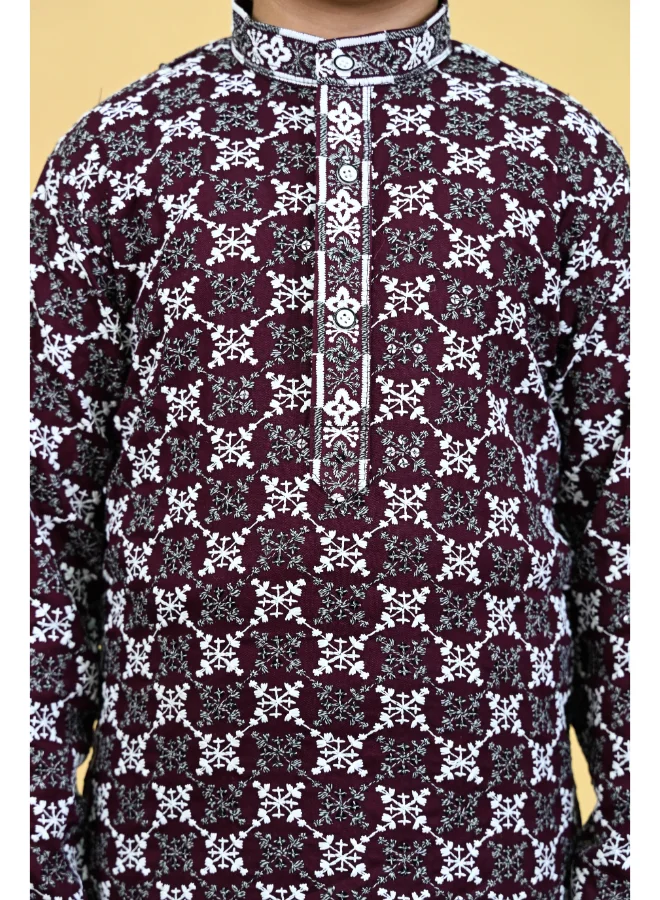 BT DEZINES Boys Burgundy Kurta Pajama Set