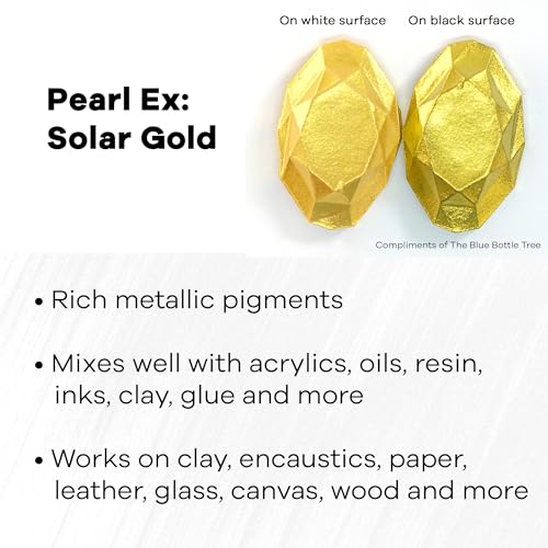 Jacquard Pearl Ex Pigment Powder 0.5 oz Solar Gold - Loose Mica Powder for Epoxy Resin, Watercolors, Calligraphy Ink & Clay - Epoxy Pigment Powder - Epoxy Resin Color - Image 2