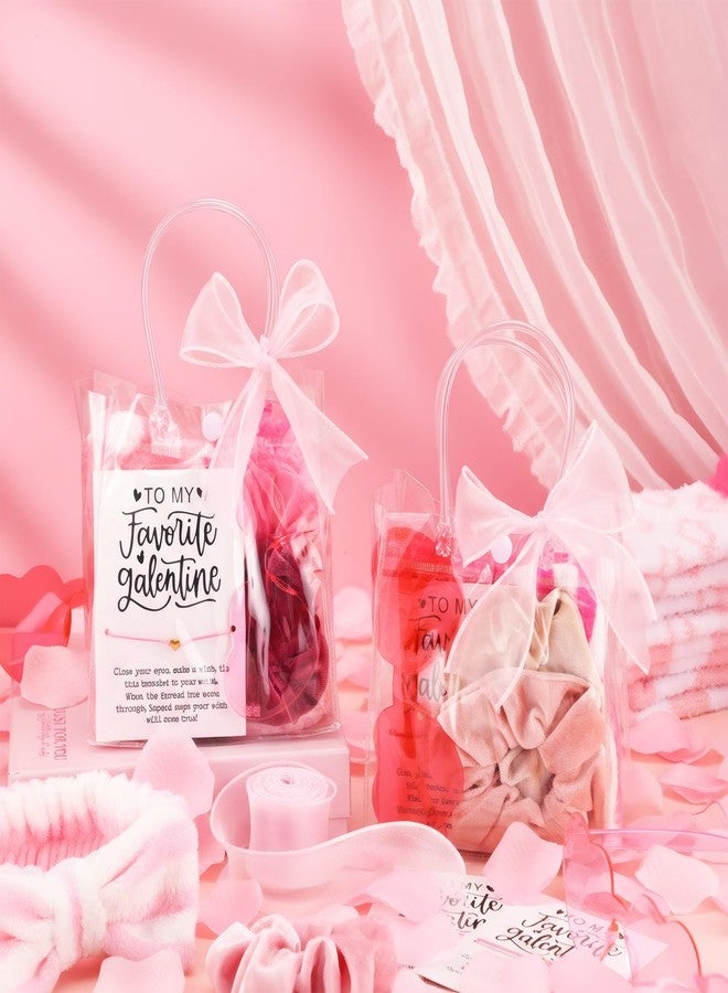Berlune 43 Pcs Galentines Day Bag Gift for Girls Pink Sleepover Supplies Blush Theme Scrunchies Fuzzy Socks Pink Spa Headband Heart Shape Glasses Best Friend Bracelets for Spa Party Favors - Image 4