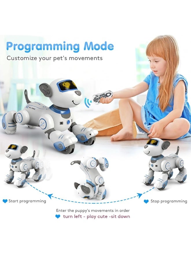 كيلا لعبة روبوت كلب بجهاز تحكم عن بعد للأطفال - تفاعلي باللمس والمتابعة بـ 17 وظيفة روبوت كلب أليف، جرو ذكي قابل للبرمجة يمشي ويرقص، ألعاب روبوت كلب ذكي للبنات من 3 إلى 12 هدية (أزرق) - Image 4