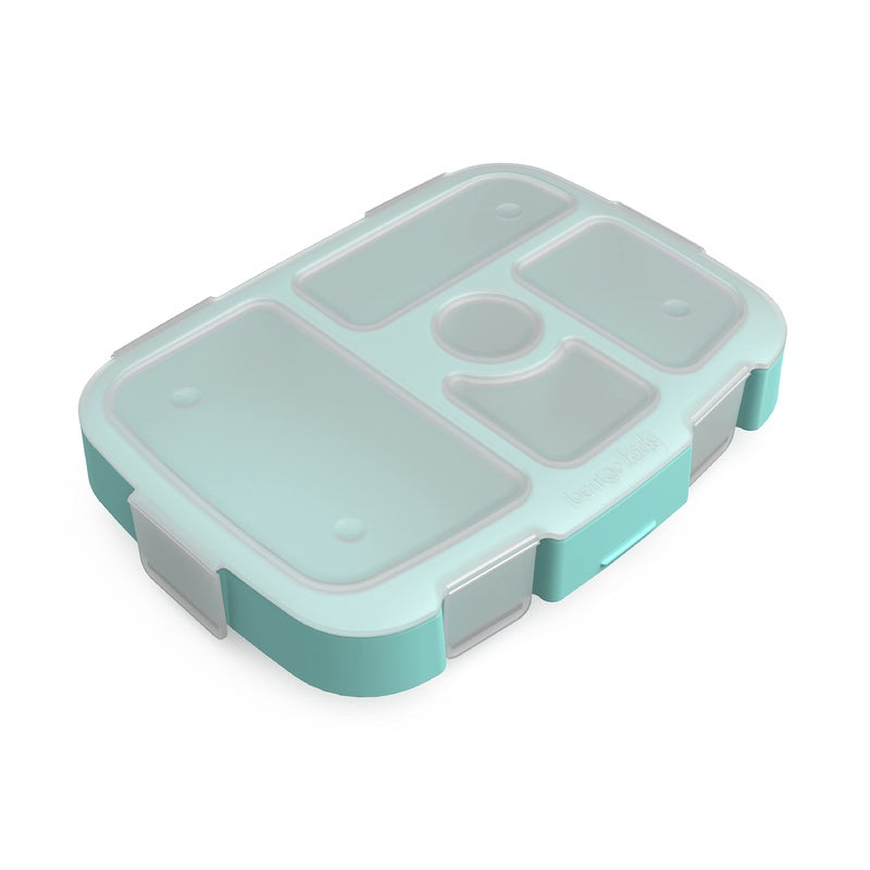 Bentgo Kids Tray with Transparent Cover  Reusable BPAFree 5Compartment Meal Prep Container with BuiltIn Portion Control for Healthy AtHome Meals  OntheGo Lunches Seafoam