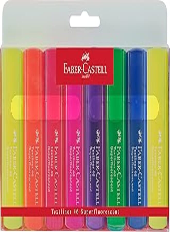 Faber-Castell Fluorescent Highlighter Set– 8 Chisel Tip Highlighter Pens in Assorted Neon Colors