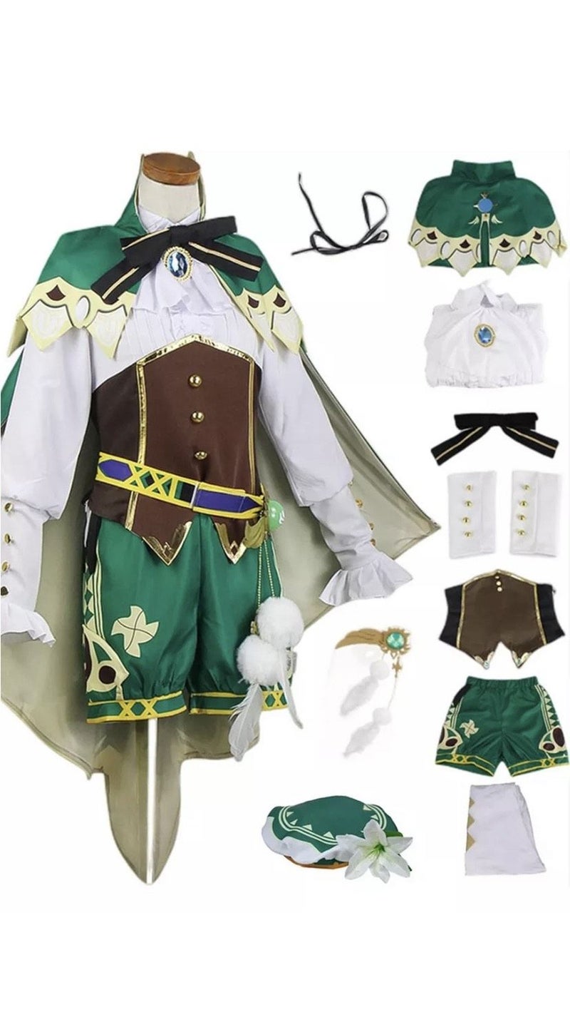 Genshin Impact Venti Anime Cosplay Costume Size 150 - Image 1