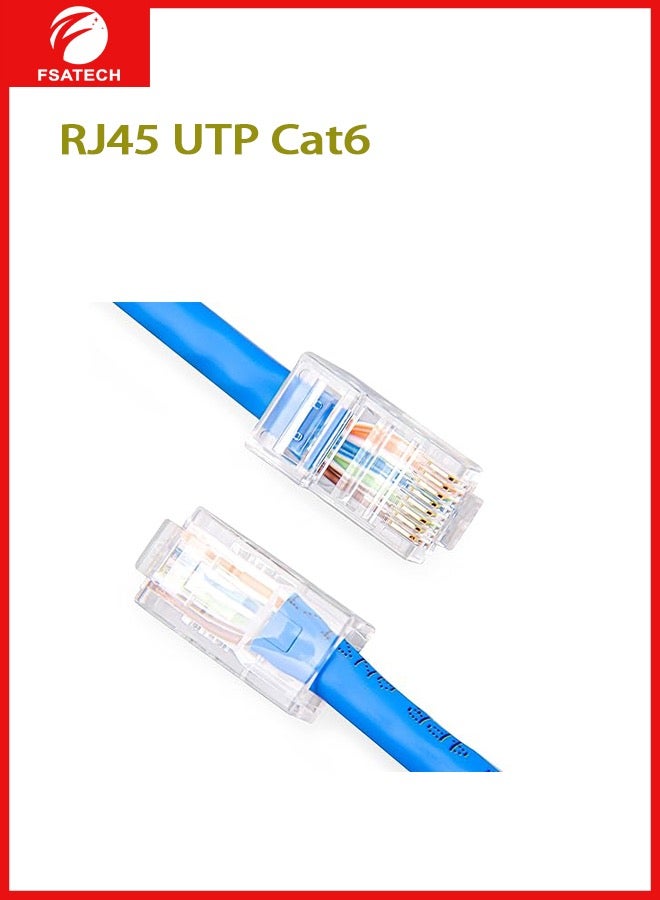 FSATECH UTP Cat6RJ45 جاك موصل  مطلية بالذهب 3 الشق 8P8C وحدات النحاس الاتصال دون رادع - Image 3