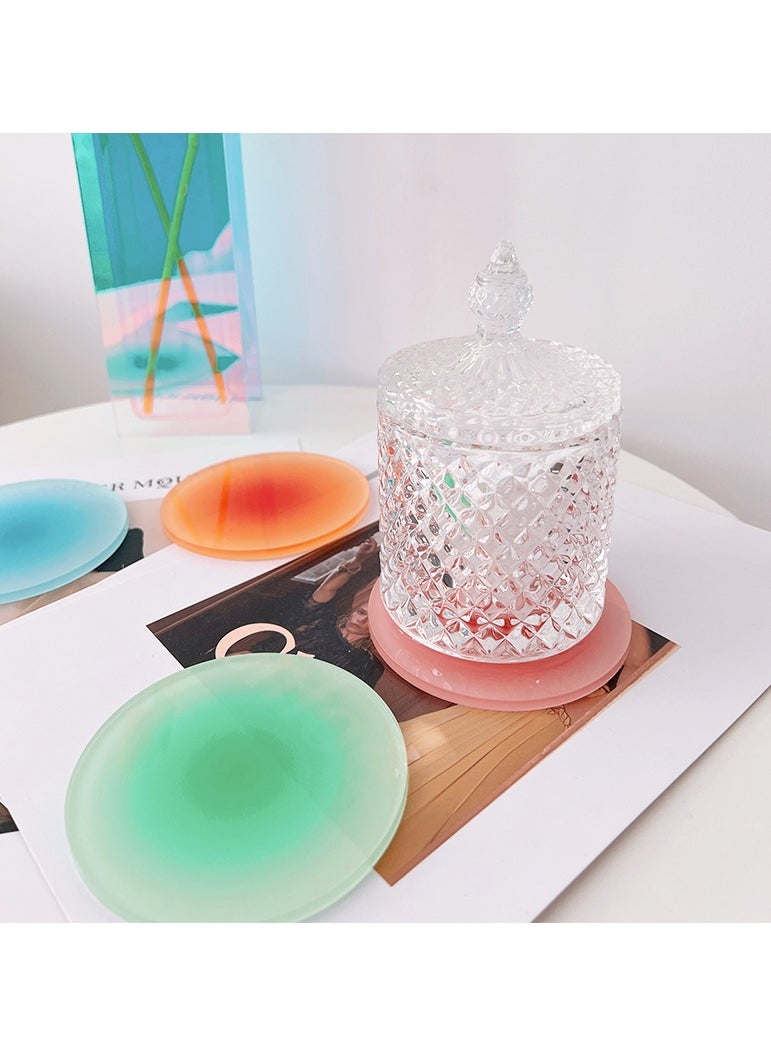 Hanghaijia Acrylic Cup Mat Tabletop Protection Pad, Reusable Colorful Round Home Hotel Restaurant Drink Coasters  - Image 5