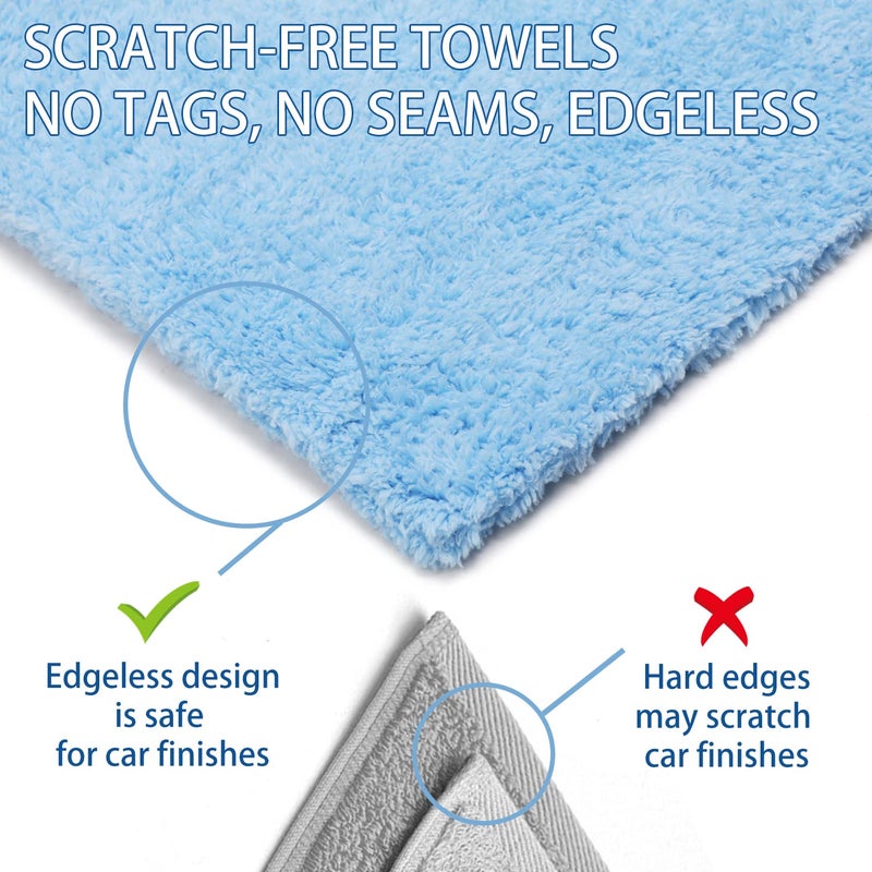 CARCAREZ Microfiber Towels for Cars, Car Drying Wash Detailing Buffing Polishing Towel with Plush Edgeless Microfiber Cloth, 450 GSM 16x16 in. Pack of 6 - Image 3