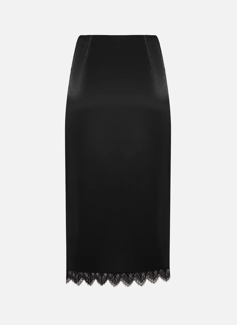 Lichi  Satin midi skirt with lace trim for Women | Best Price UAE