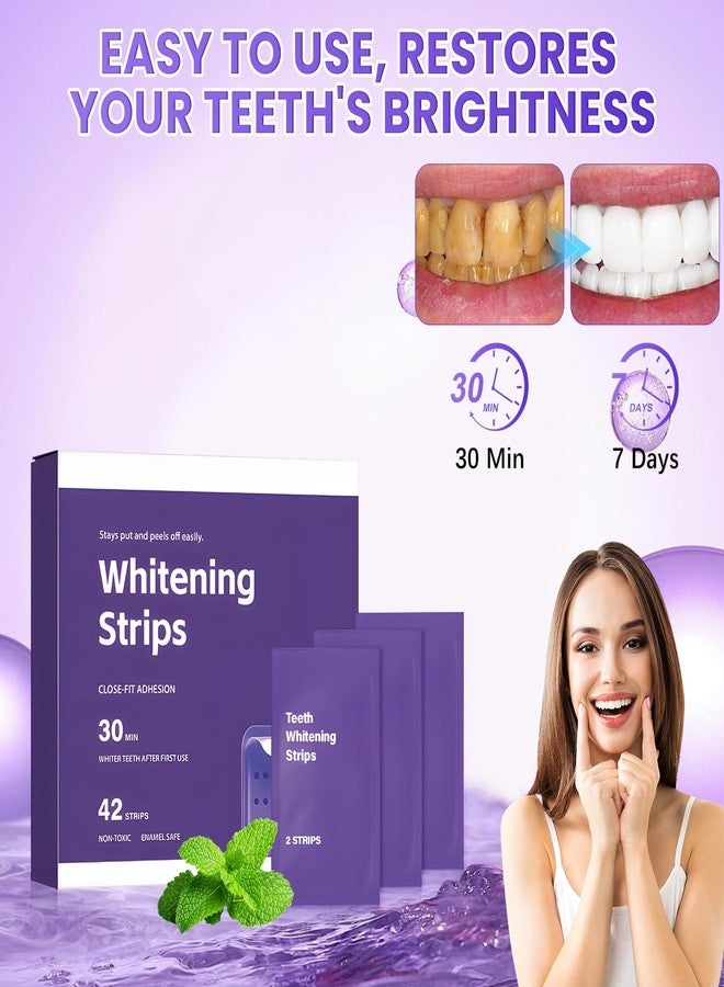 Purple Teeth Whitening Strips (42 Strips), Gentle Daily for Surface Stain Reduction & Natural Shine, Enamel Safe for Sensitive Tooth, Portable Purple Teeth Care Strips for Use at Home or On The Go - Image 4