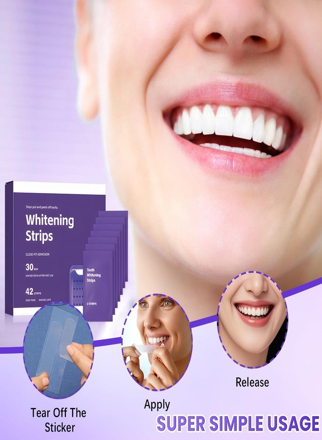 Purple Teeth Whitening Strips (42 Strips), Gentle Daily for Surface Stain Reduction & Natural Shine, Enamel Safe for Sensitive Tooth, Portable Purple Teeth Care Strips for Use at Home or On The Go - Image 5