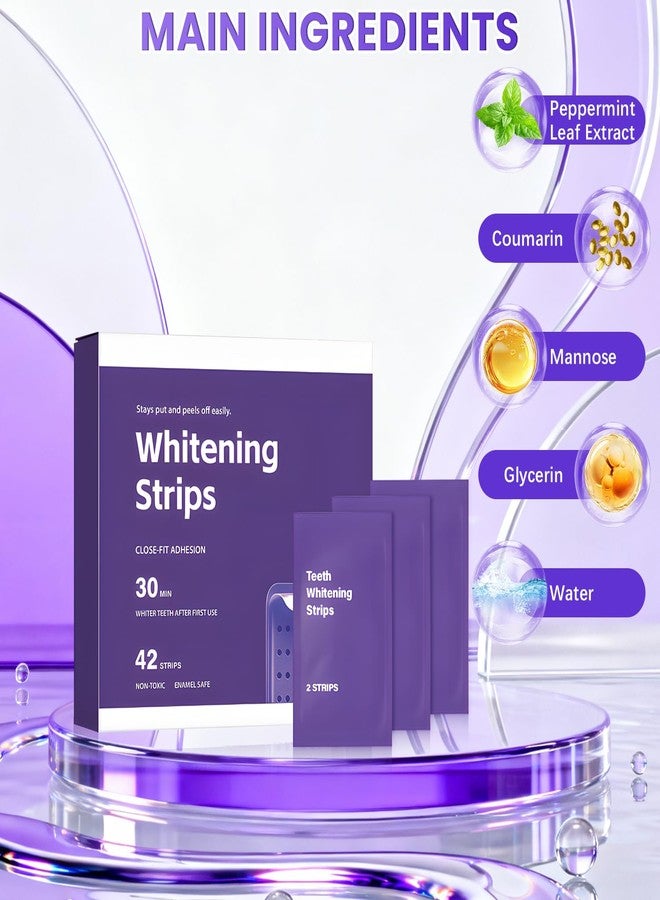 Purple Teeth Whitening Strips (42 Strips), Gentle Daily for Surface Stain Reduction & Natural Shine, Enamel Safe for Sensitive Tooth, Portable Purple Teeth Care Strips for Use at Home or On The Go - Image 2