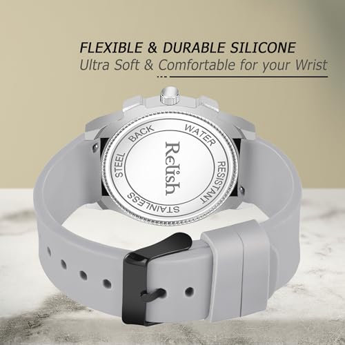 Relish Analogue Men's Watch Black Dial & Gray Colored Strap | Quartz Movement | Classic Brass Dial | Durable Silicone Strap - Image 5