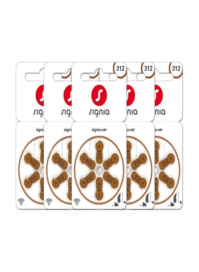Signia Hearing Aid Batteries (Size 312, Pack of 30 Batteries)- 5 Strips - Image 1