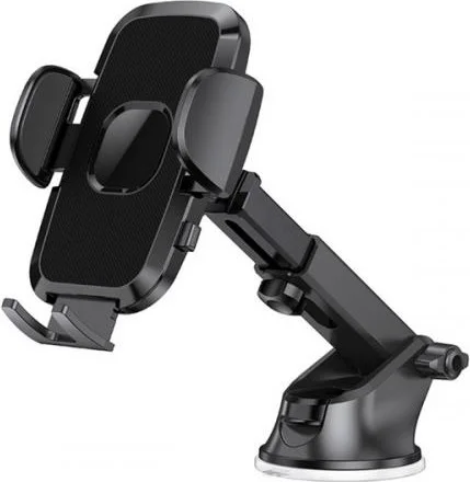 Polhammobile Polham In-Car Phone Holder with Suction Cup Adhering to Windshield and Glove Box, with Clips and Extendable Clamps