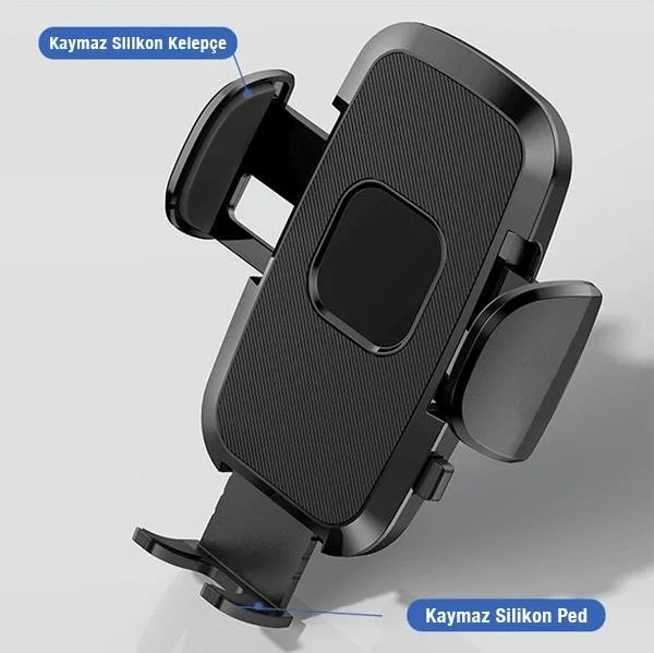 Polhammobile Polham In-Car Phone Holder with Suction Cup Adhering to Windshield and Glove Box, with Clips and Extendable Clamps