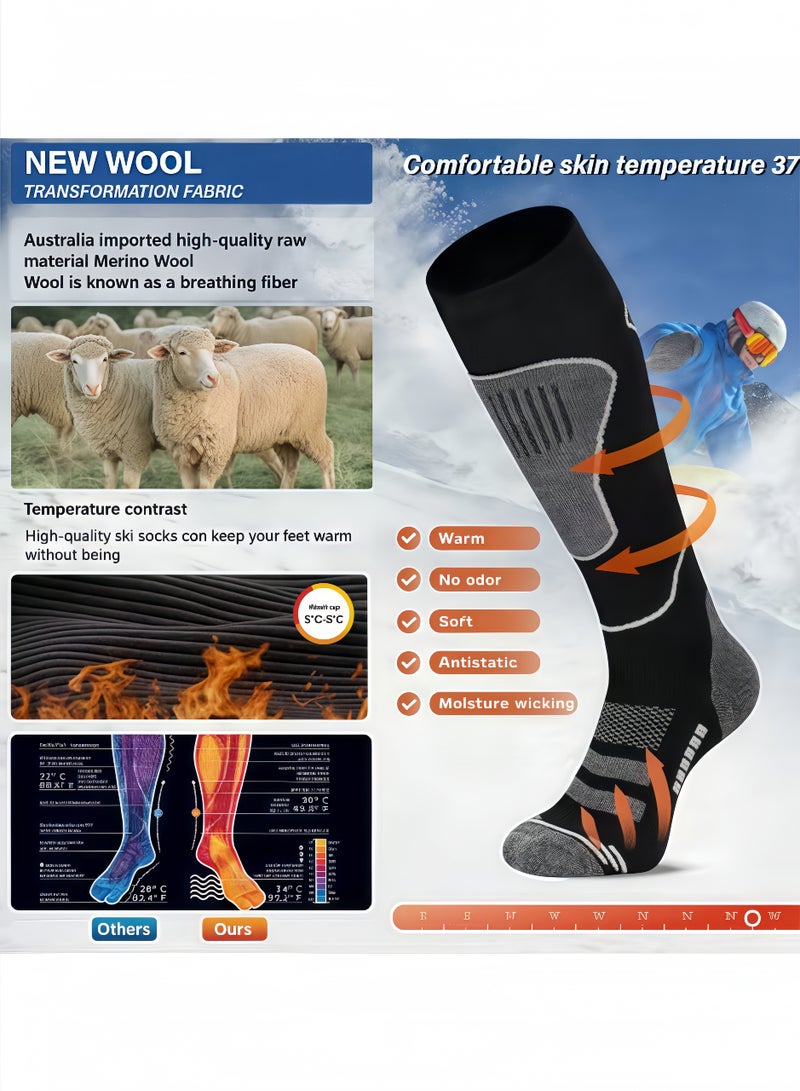 بيتشجوي جوارب تزلج من صوف ميرينو الحراري | طويلة حتى الركبة مع امتصاص الرطوبة | مقاومة للروائح ومناسبة للطقس القارس والرياضات الشتوية - Image 2