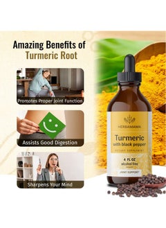 HERBAMAMA Turmeric Liquid Drops Organic Turmeric Curcumin Liquid Extract Supplement With Black Pepper Alcoholfree Vegan 4 Fl Oz  - Image 4