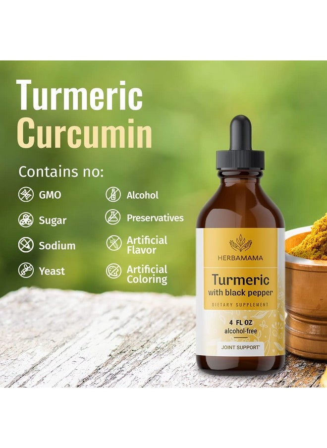 HERBAMAMA - Turmeric Liquid Drops Organic Turmeric Curcumin Liquid Extract Supplement With Black Pepper Alcoholfree Vegan 4 Fl Oz - Image 1
