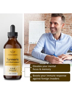 HERBAMAMA Turmeric Liquid Drops Organic Turmeric Curcumin Liquid Extract Supplement With Black Pepper Alcoholfree Vegan 4 Fl Oz  - Image 3