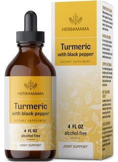 HERBAMAMA Turmeric Liquid Drops Organic Turmeric Curcumin Liquid Extract Supplement With Black Pepper Alcoholfree Vegan 4 Fl Oz  - Image 2