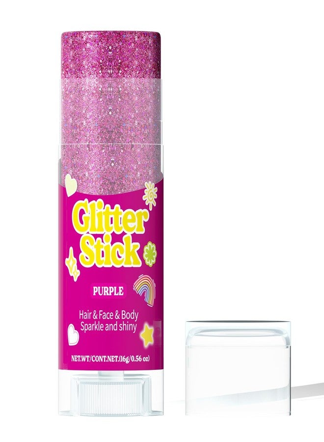 gowwim Glitter Stick for Hair Face & Body, Sparkle Stick with 6 Glitter Colors, Chunky Glitter for Kids, Body Glitter for Women, Face Glitter for Makeup, Parties, Festivals & Cheer, Purple - Image 1