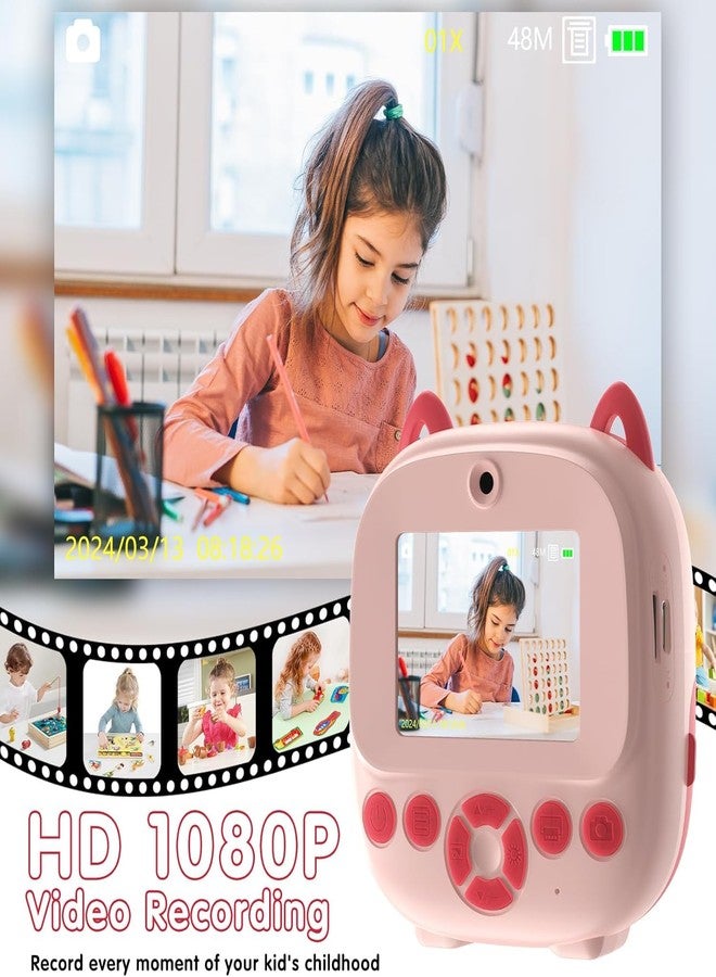 CADDLE & TOES Kids Instant Print Camera – Mini Digital HD Photo & Video Camcorder with Games | Fun Learning Toy for Boys & Girls Ages 4-18 | Includes 2 Print Rolls – Ideal Gift for Kids (Pink Owl) - Image 3