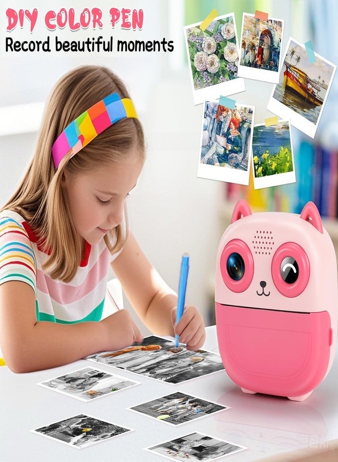 CADDLE & TOES Kids Instant Print Camera – Mini Digital HD Photo & Video Camcorder with Games | Fun Learning Toy for Boys & Girls Ages 4-18 | Includes 2 Print Rolls – Ideal Gift for Kids (Pink Owl) - Image 2
