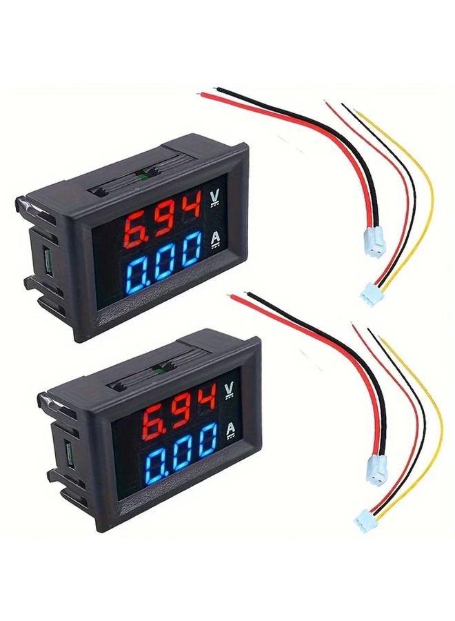 2pcs Red And Green Digital Voltmeter Ammeter DC 100V 10A Dual LED Display Panel - Image 2