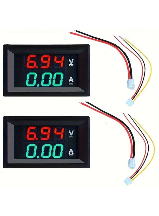 2pcs Red And Green Digital Voltmeter Ammeter DC 100V 10A Dual LED Display Panel - Image 1