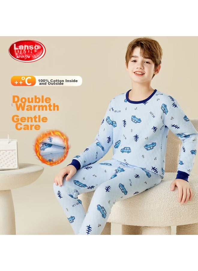 LANG SHA Langsha [school Uniform Essential + 7a Antibacterial] Children's Thermal Underwear, Autumn And Winter Boys' Undershirt And Pants, Baby Pajama Set  - Image 1