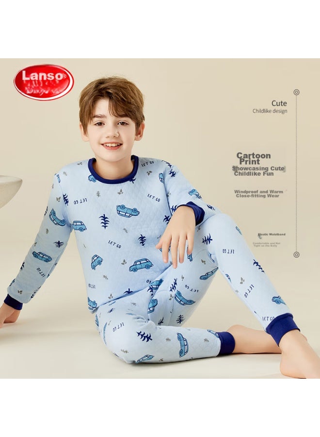 LANG SHA Langsha [school Uniform Essential + 7a Antibacterial] Children's Thermal Underwear, Autumn And Winter Boys' Undershirt And Pants, Baby Pajama Set  - Image 3