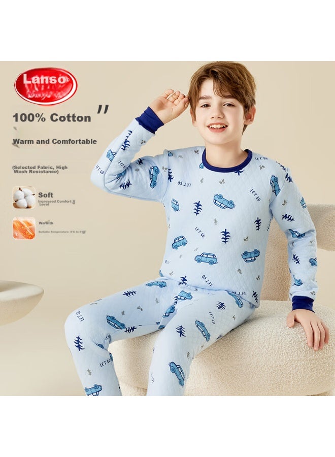 LANG SHA Langsha [school Uniform Essential + 7a Antibacterial] Children's Thermal Underwear, Autumn And Winter Boys' Undershirt And Pants, Baby Pajama Set  - Image 2