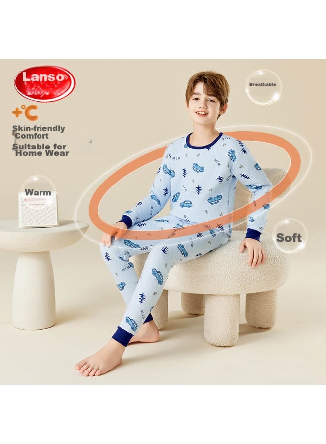 LANG SHA Langsha [school Uniform Essential + 7a Antibacterial] Children's Thermal Underwear, Autumn And Winter Boys' Undershirt And Pants, Baby Pajama Set  - Image 4