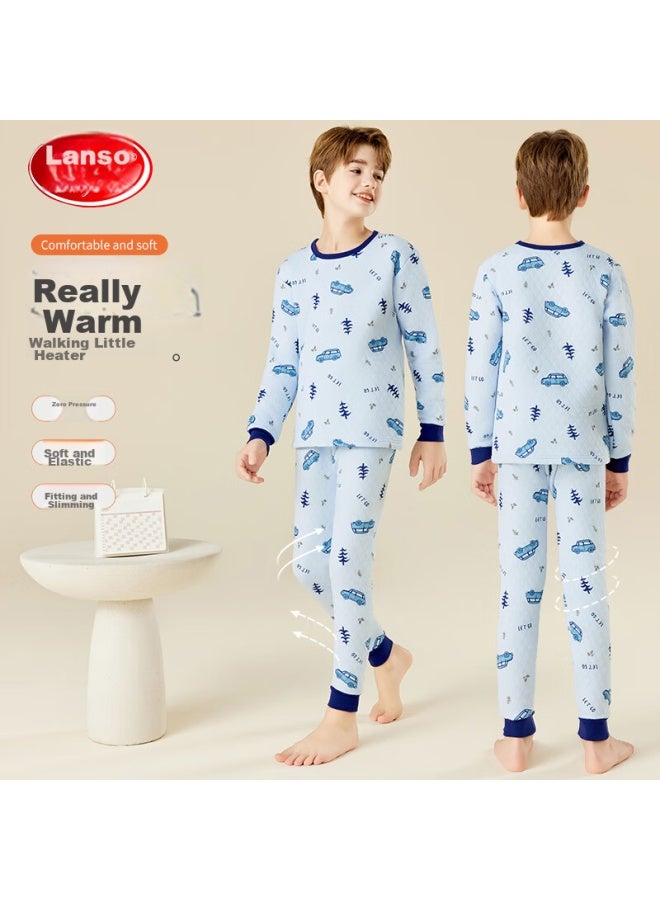 LANG SHA Langsha [school Uniform Essential + 7a Antibacterial] Children's Thermal Underwear, Autumn And Winter Boys' Undershirt And Pants, Baby Pajama Set  - Image 5