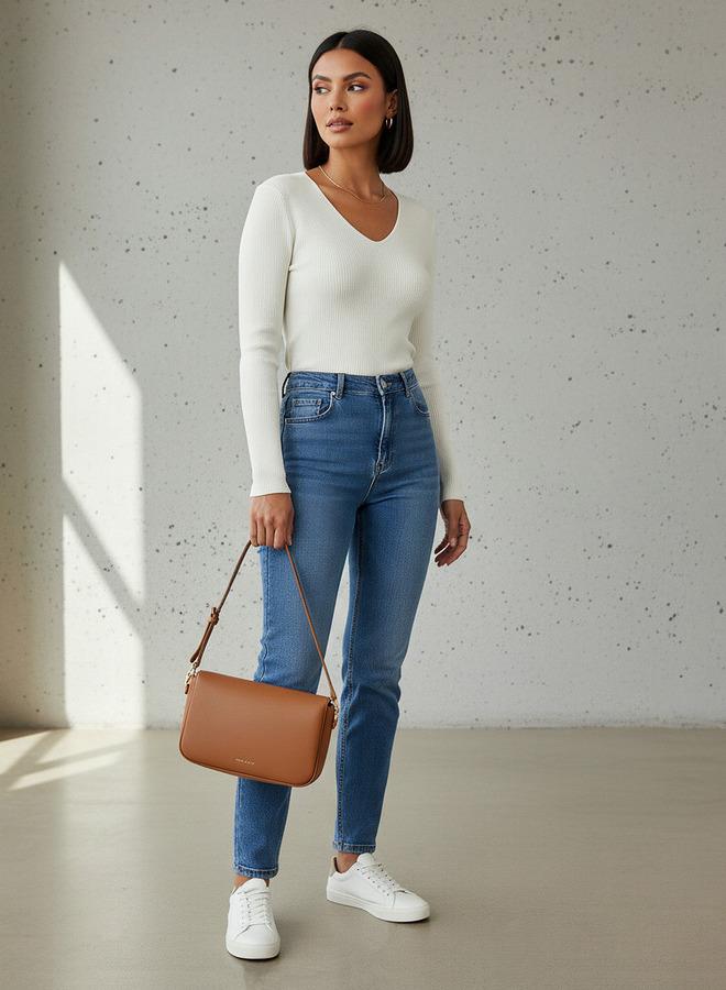 تواكستريمز كنزة تريكو بياقة على شكل حرف  بقصة عادية - Image 2