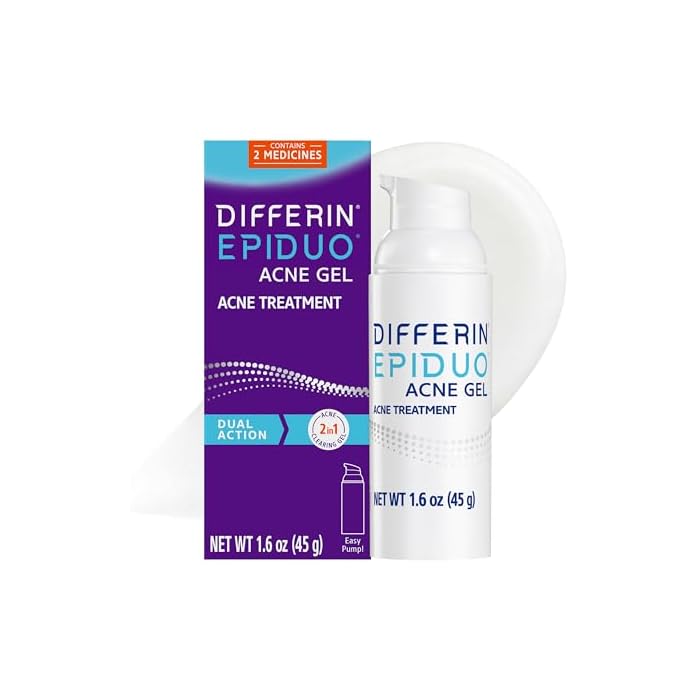 Differin Epiduo Acne Gel, Most Effective Acne Treatment Approved By the FDA For Use Over the Counter, Dual Active with Adapalene and Benzoyl Peroxide, 90 Day Supply