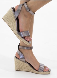 LAMARAPARIS Jacinta one band espadrille 9cm wedge heel sandals pewter  - Image 1