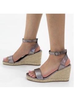 LAMARAPARIS Jacinta one band espadrille 9cm wedge heel sandals pewter  - Image 3
