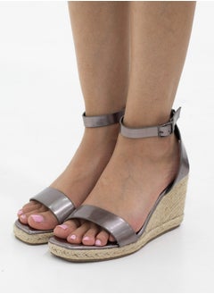 LAMARAPARIS Jacinta one band espadrille 9cm wedge heel sandals pewter  - Image 2