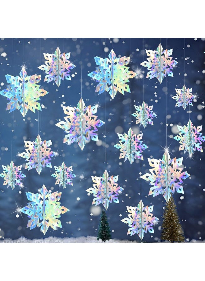 OuMuaMua Christmas Snowflake Decorations, 15pcs Xmas 3D Iridescent Snowflakes 3D Laser Paper Snow Flakes for Christmas Winter Wonderland Snow White Holiday Birthday Home Party Decor, Holographic - pzsku/Z40C8BC2CF1C76D28DC00Z/45/_/1740982844/c2851357-d714-48ec-a0cc-bf75fa8a58f8