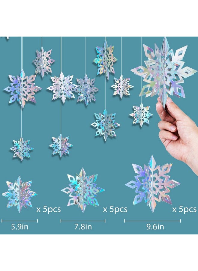 OuMuaMua Christmas Snowflake Decorations, 15pcs Xmas 3D Iridescent Snowflakes 3D Laser Paper Snow Flakes for Christmas Winter Wonderland Snow White Holiday Birthday Home Party Decor, Holographic - pzsku/Z40C8BC2CF1C76D28DC00Z/45/_/1740982845/567b4ed0-aed5-487c-8739-722695cf922e