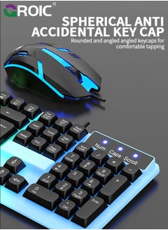 GROIC Black Adjustable Backlight Colorful Mechanical Feel Keyboard and Mouse Kit, LED 104 Keys USB Wired Floating Key Anti-slip Kit for Windows PC Gamer  - Image 4