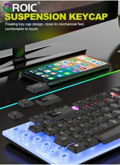 GROIC Black Adjustable Backlight Colorful Mechanical Feel Keyboard and Mouse Kit, LED 104 Keys USB Wired Floating Key Anti-slip Kit for Windows PC Gamer  - Image 3
