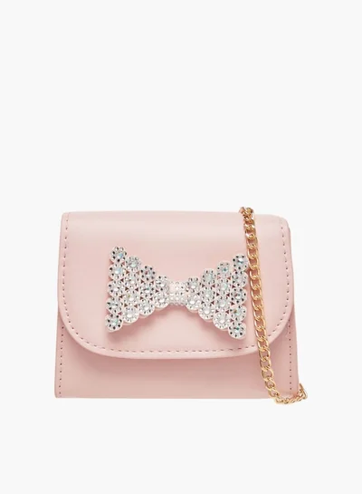 فلورا بيلا من شو إكسبرس Girls Bow Embellished Crossbody Bag With Chain Strap And Button Closure