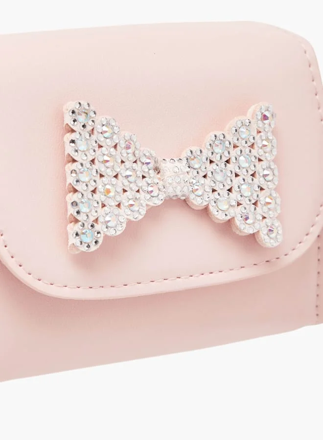 Flora Bella By Shoexpress Girls Bow Embellished Crossbody Bag With Chain Strap And Button Closure
