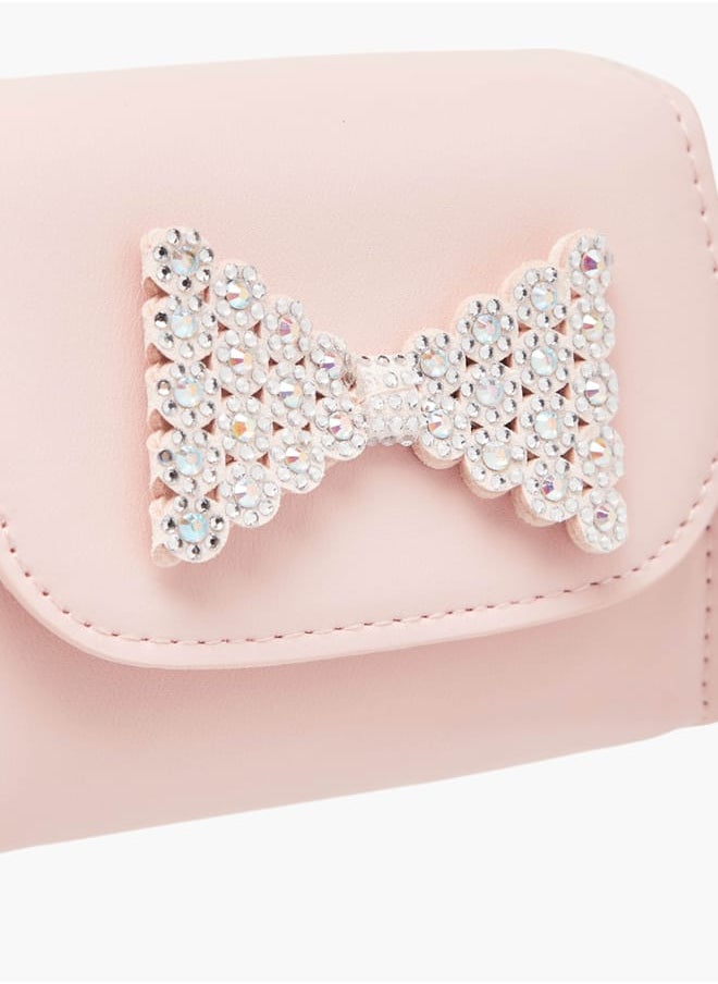 Flora Bella By Shoexpress Girls Bow Embellished Crossbody Bag With Chain Strap And Button Closure  - Image 4