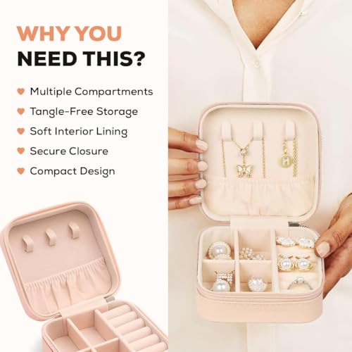 Nibbler Square Travel Jewellery Box Multicolor for Women, Travel Earrings Organiser Box, Portable Jewellery Box Organisers for Rings, Earrings, Bracelets, Necklaces Decorative box (Alpha) - Image 4