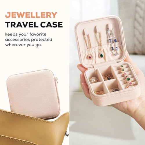 Nibbler Square Travel Jewellery Box Multicolor for Women, Travel Earrings Organiser Box, Portable Jewellery Box Organisers for Rings, Earrings, Bracelets, Necklaces Decorative box (Alpha) - Image 3