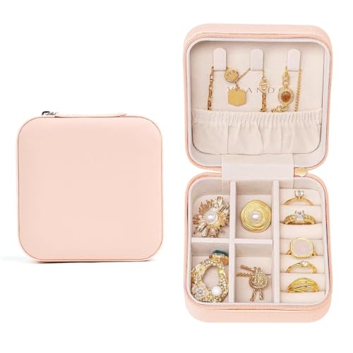 Nibbler Square Travel Jewellery Box Multicolor for Women, Travel Earrings Organiser Box, Portable Jewellery Box Organisers for Rings, Earrings, Bracelets, Necklaces Decorative box (Alpha) - Image 1