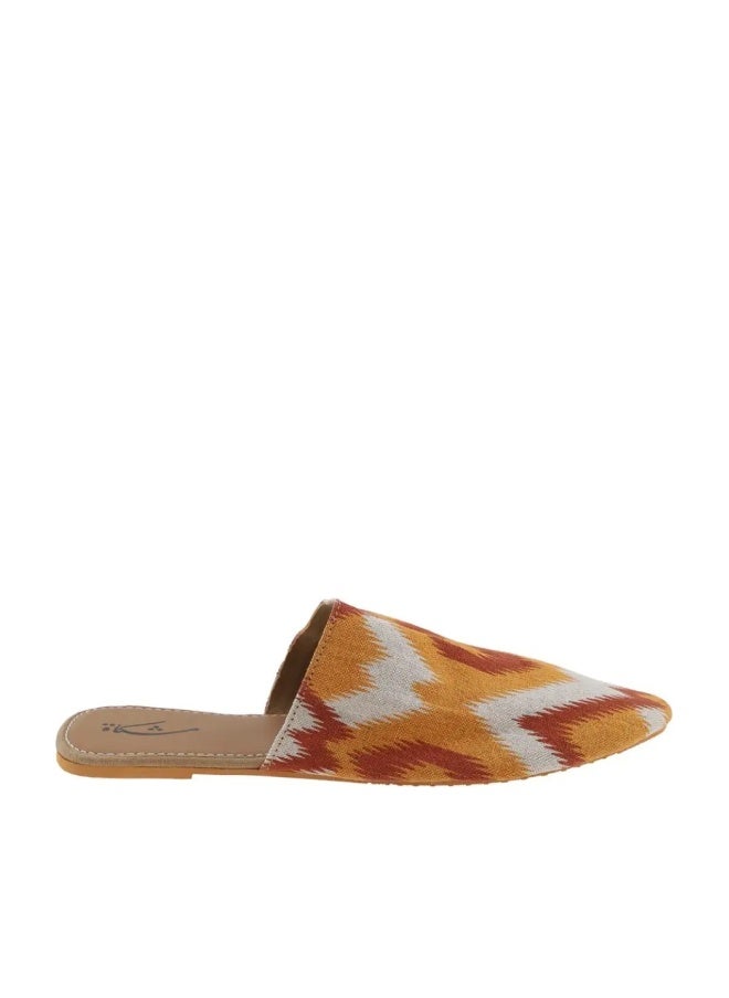Mishkat Printed Babouche Slippers LF-1088 (Yellow & Rust) - Image 1