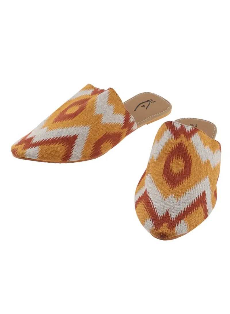 Mishkat Printed Babouche Slippers LF-1088 (Yellow & Rust) - Image 3